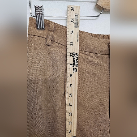 Zara Womens Tapered Pleated Ankle Pants Medium Beige Elastic High Waist - Picture 8 of 9